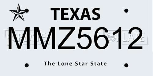 MMZ5612 Texas License Plate