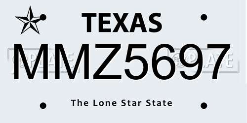 MMZ5697 Texas License Plate