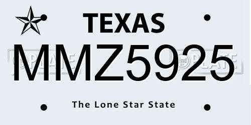 MMZ5925 Texas License Plate