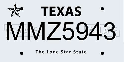 MMZ5943 Texas License Plate
