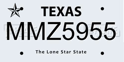MMZ5955 Texas License Plate