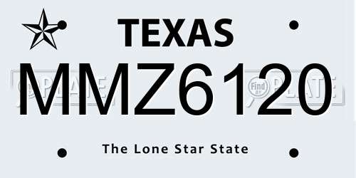 MMZ6120 Texas License Plate