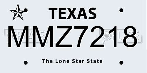 MMZ7218 Texas License Plate