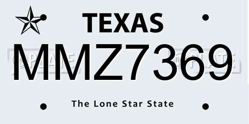 MMZ7369 Texas License Plate