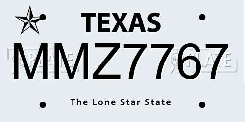 MMZ7767 Texas License Plate