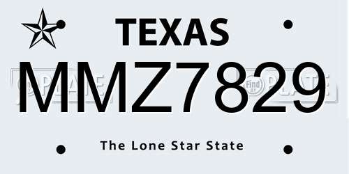 MMZ7829 Texas License Plate