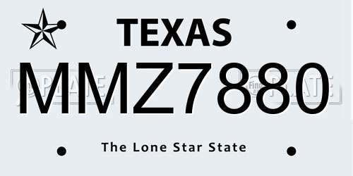 MMZ7880 Texas License Plate
