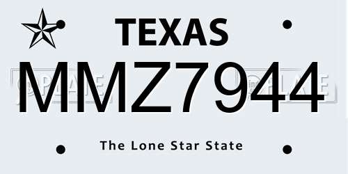MMZ7944 Texas License Plate