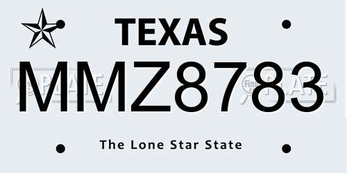 MMZ8783 Texas License Plate