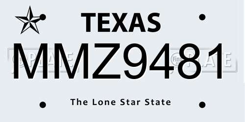 MMZ9481 Texas License Plate