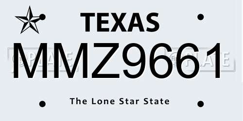 MMZ9661 Texas License Plate