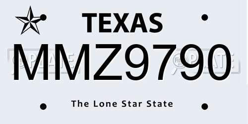 MMZ9790 Texas License Plate