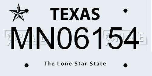 MN06154 Texas License Plate