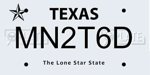 MN2T6D Texas License Plate