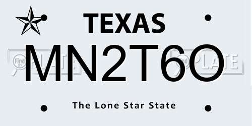 MN2T6O Texas License Plate