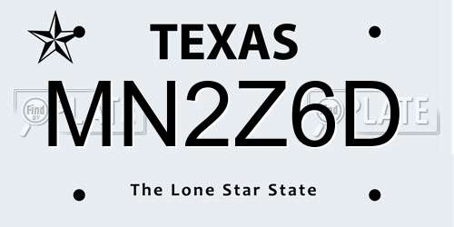MN2Z6D Texas License Plate