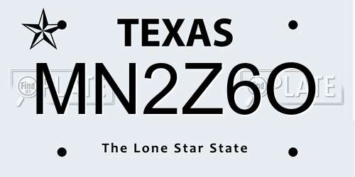 MN2Z6O Texas License Plate