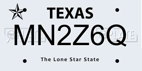 MN2Z6Q Texas License Plate