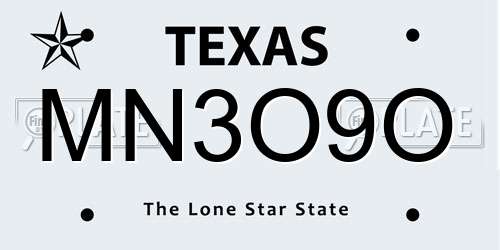 MN3O9O Texas License Plate