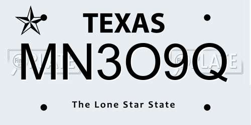 MN3O9Q Texas License Plate