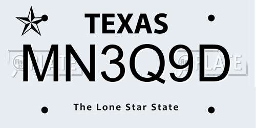 MN3Q9D Texas License Plate