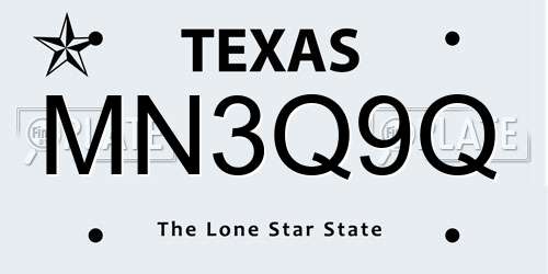 MN3Q9Q Texas License Plate