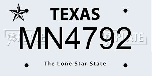 MN4792 Texas License Plate