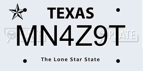 MN4Z9T Texas License Plate