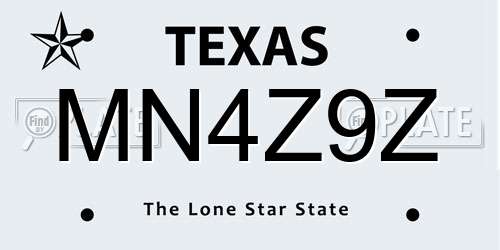 MN4Z9Z Texas License Plate