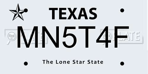MN5T4F Texas License Plate