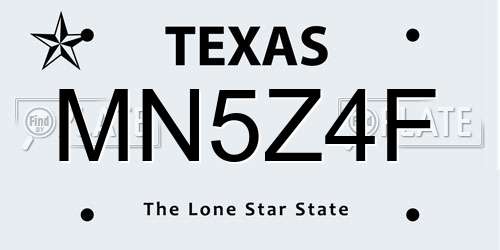 MN5Z4F Texas License Plate