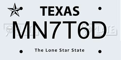 MN7T6D Texas License Plate
