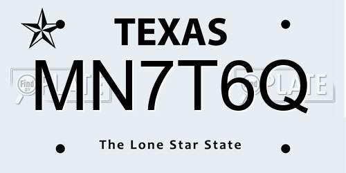 MN7T6Q Texas License Plate