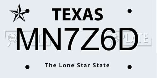 MN7Z6D Texas License Plate