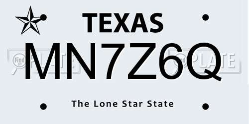 MN7Z6Q Texas License Plate