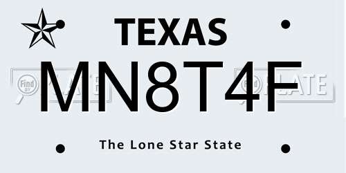 MN8T4F Texas License Plate