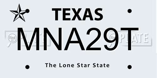 MNA29T Texas License Plate
