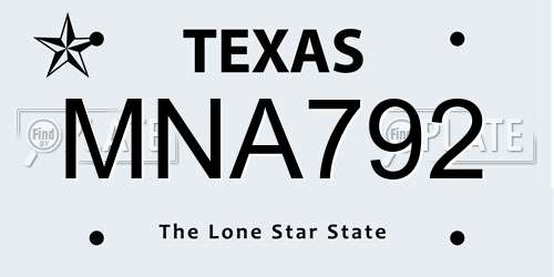 MNA792 Texas License Plate