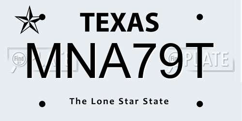 MNA79T Texas License Plate