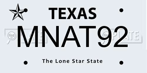 MNAT92 Texas License Plate