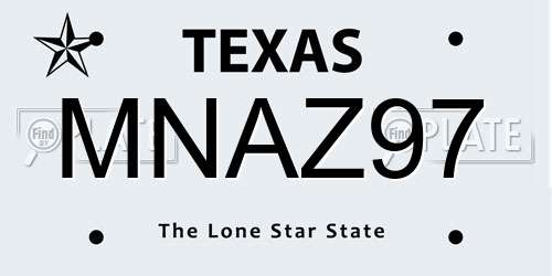 MNAZ97 Texas License Plate