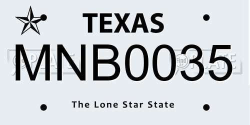 MNB0035 Texas License Plate