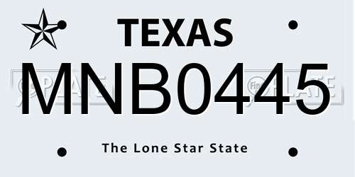 MNB0445 Texas License Plate