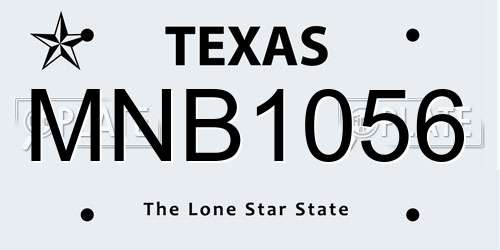 MNB1056 Texas License Plate