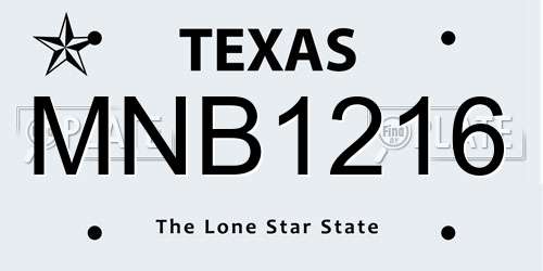 MNB1216 Texas License Plate