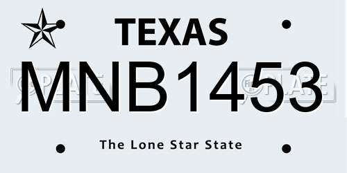 MNB1453 Texas License Plate