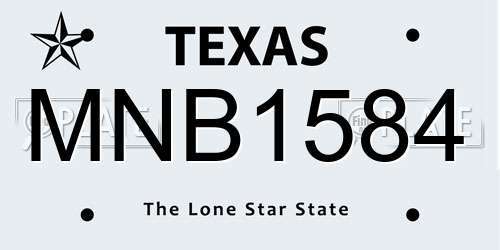 MNB1584 Texas License Plate
