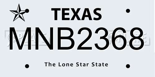 MNB2368 Texas License Plate