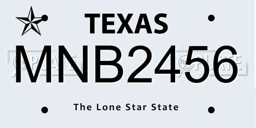 MNB2456 Texas License Plate