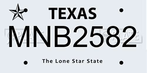MNB2582 Texas License Plate